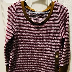 Womens Sweater with suede Leather accents